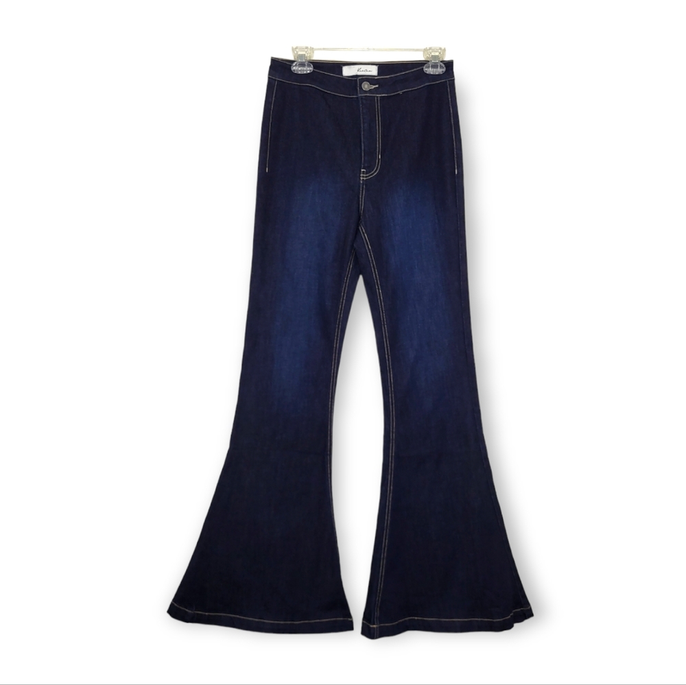 KanCan High Rise Super Flare Bell Bottom Jeans Dark Blue Size 28